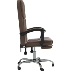 vidaXL Silla de oficina reclinable cuero sintético marrón Marr&oacute;n