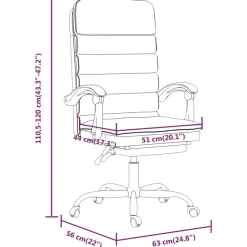vidaXL Mobiliario De Oficina-Silla de oficina reclinable con masaje de tela marrón