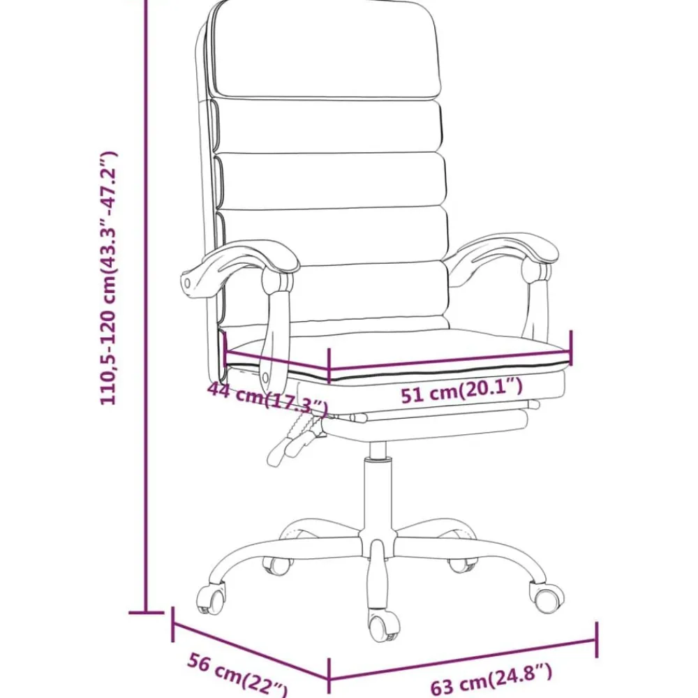 vidaXL Mobiliario De Oficina-Silla de oficina reclinable con masaje de tela marrón