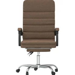 vidaXL Mobiliario De Oficina-Silla de oficina reclinable con masaje de tela marrón