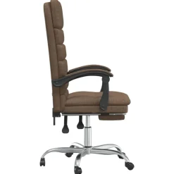 vidaXL Mobiliario De Oficina-Silla de oficina reclinable con masaje de tela marrón