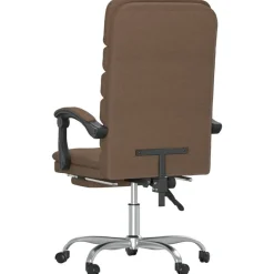 vidaXL Mobiliario De Oficina-Silla de oficina reclinable con masaje de tela marrón