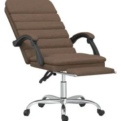 vidaXL Mobiliario De Oficina-Silla de oficina reclinable con masaje de tela marrón