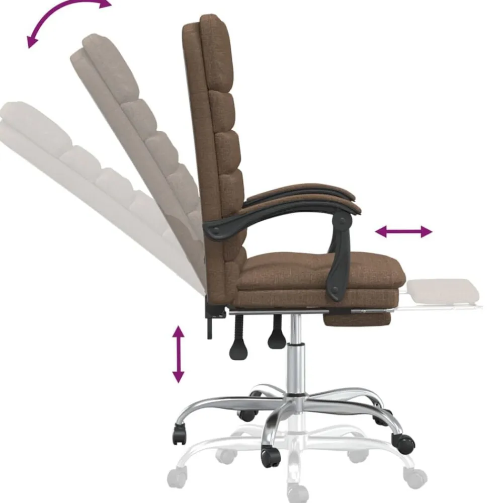 vidaXL Mobiliario De Oficina-Silla de oficina reclinable con masaje de tela marrón