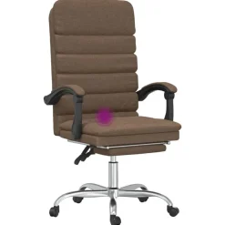 vidaXL Mobiliario De Oficina-Silla de oficina reclinable con masaje de tela marrón
