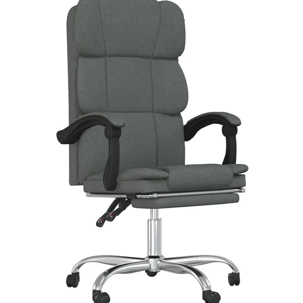 vidaXL Silla de oficina reclinable de tela Gris oscuro Best
