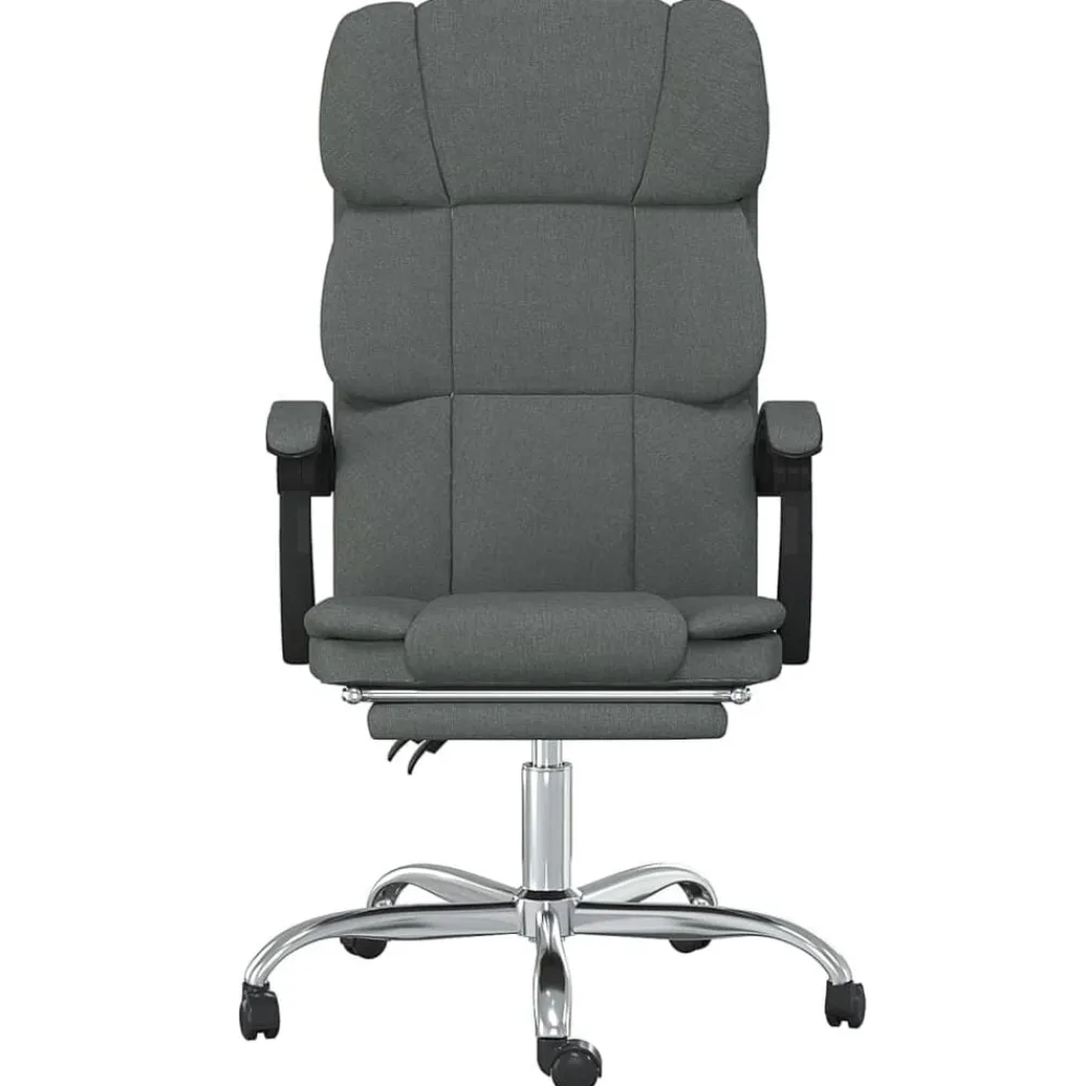 vidaXL Silla de oficina reclinable de tela Gris oscuro Best
