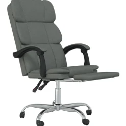 vidaXL Silla de oficina reclinable de tela Gris oscuro Best