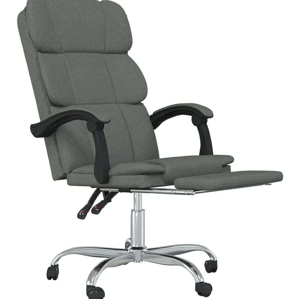 vidaXL Silla de oficina reclinable de tela Gris oscuro Best