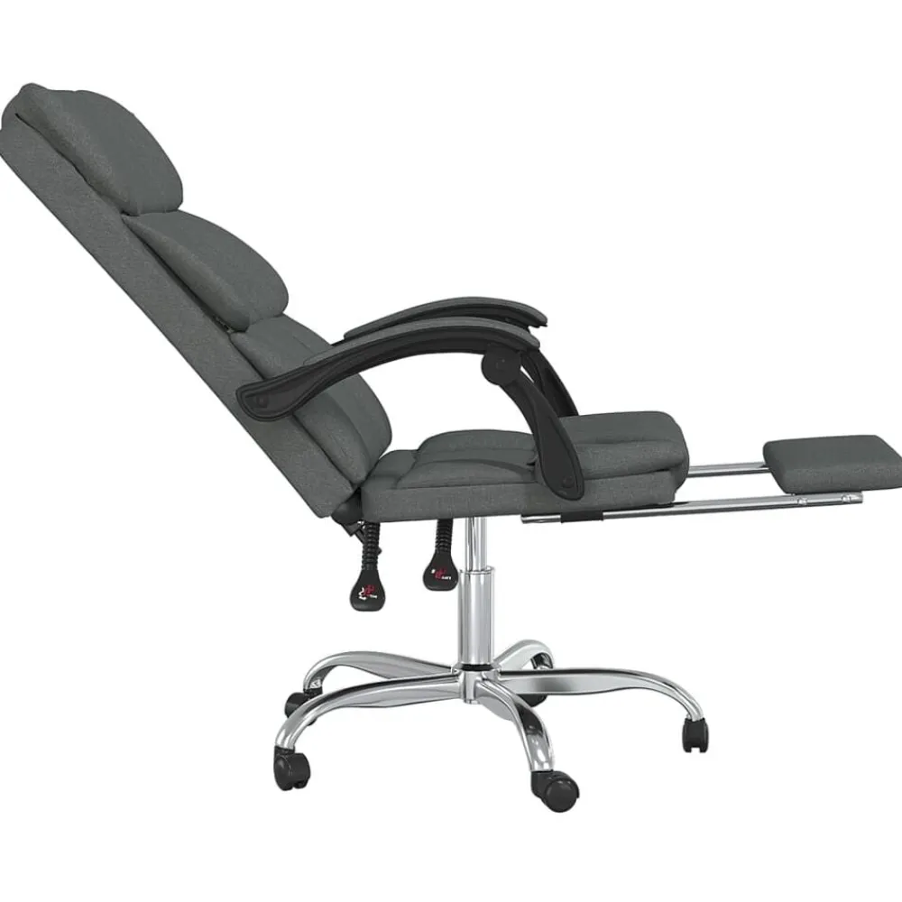vidaXL Silla de oficina reclinable de tela Gris oscuro Best
