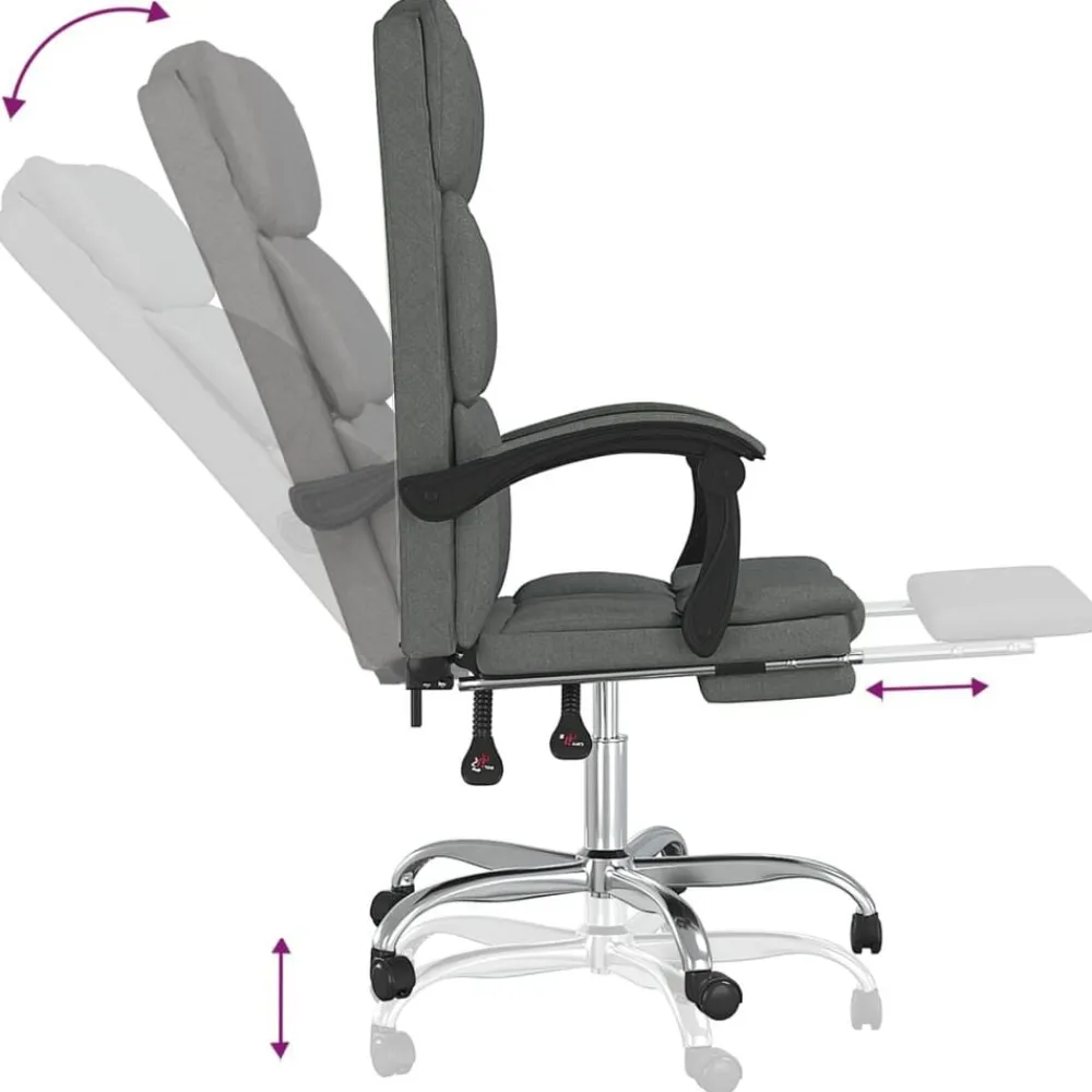 vidaXL Silla de oficina reclinable de tela Gris oscuro Best