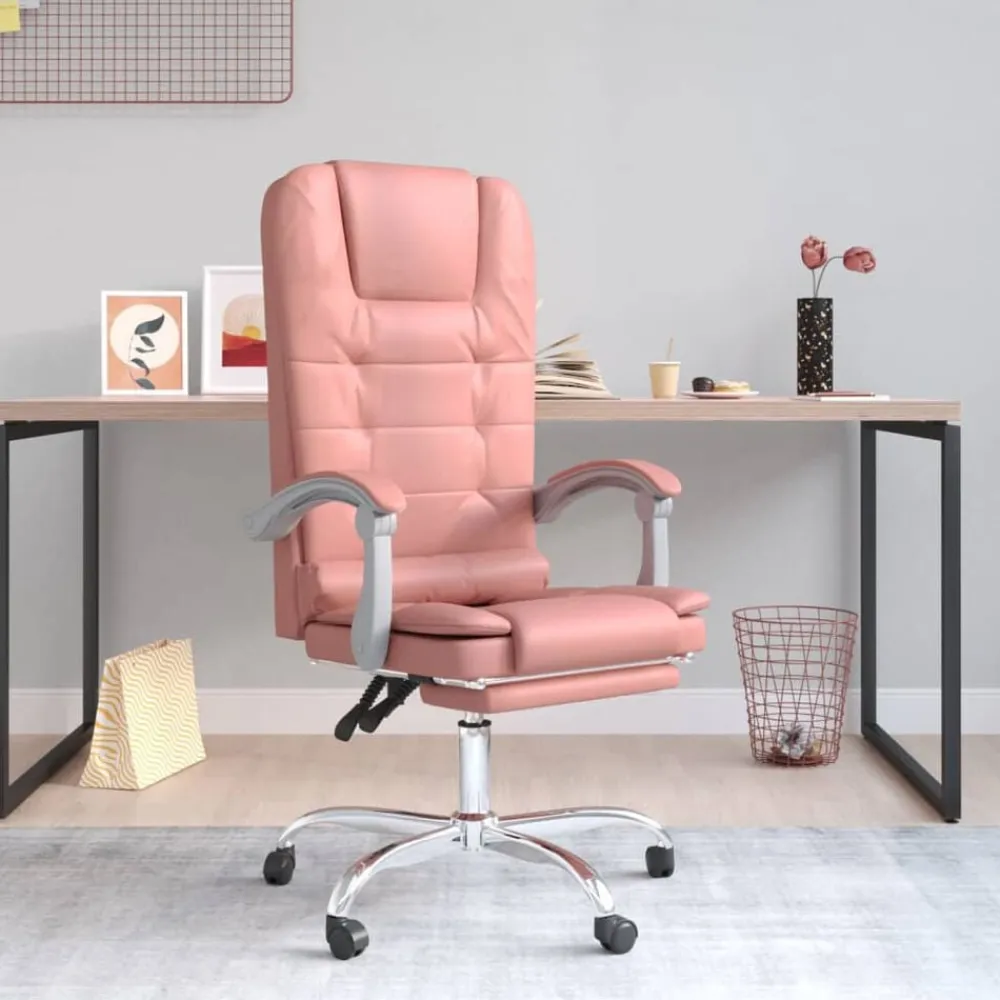 vidaXL Mobiliario De Oficina-Silla de oficina reclinable masaje cuero sintético