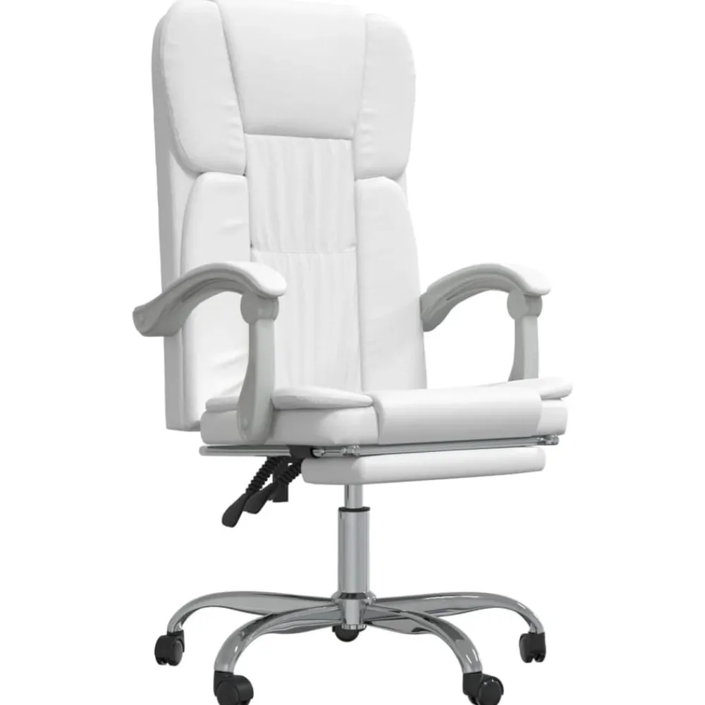 vidaXL Silla de oficina reclinable cuero sintético Blanco Sale