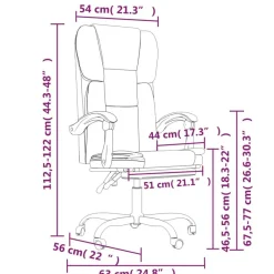 vidaXL Silla de oficina reclinable cuero sintético Blanco Sale