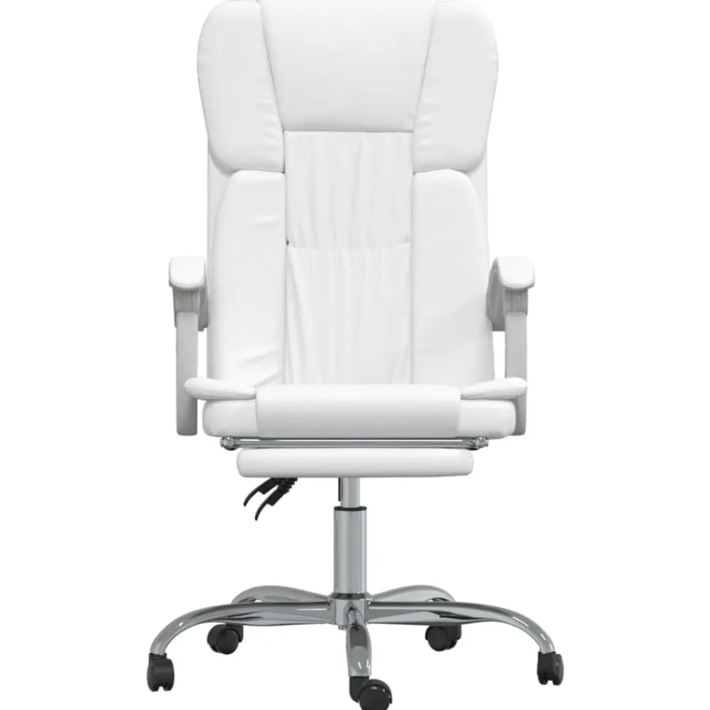 vidaXL Silla de oficina reclinable cuero sintético Blanco Sale