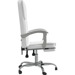 vidaXL Silla de oficina reclinable cuero sintético Blanco Sale