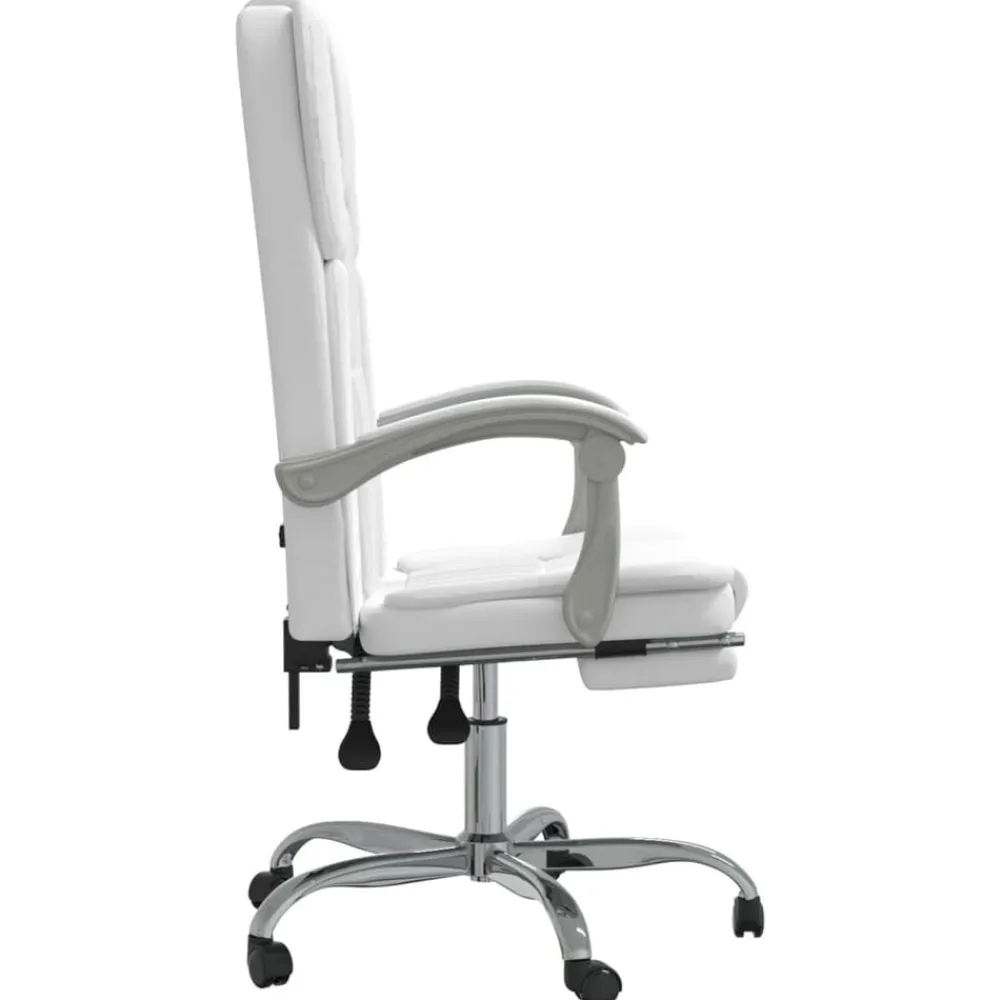 vidaXL Silla de oficina reclinable cuero sintético Blanco Sale