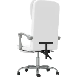 vidaXL Silla de oficina reclinable cuero sintético Blanco Sale