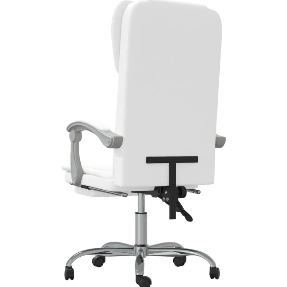 vidaXL Silla de oficina reclinable cuero sintético Blanco Sale
