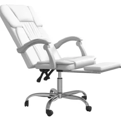 vidaXL Silla de oficina reclinable cuero sintético Blanco Sale