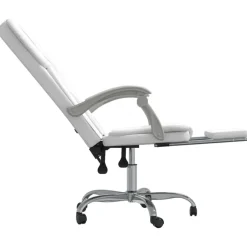 vidaXL Silla de oficina reclinable cuero sintético Blanco Sale