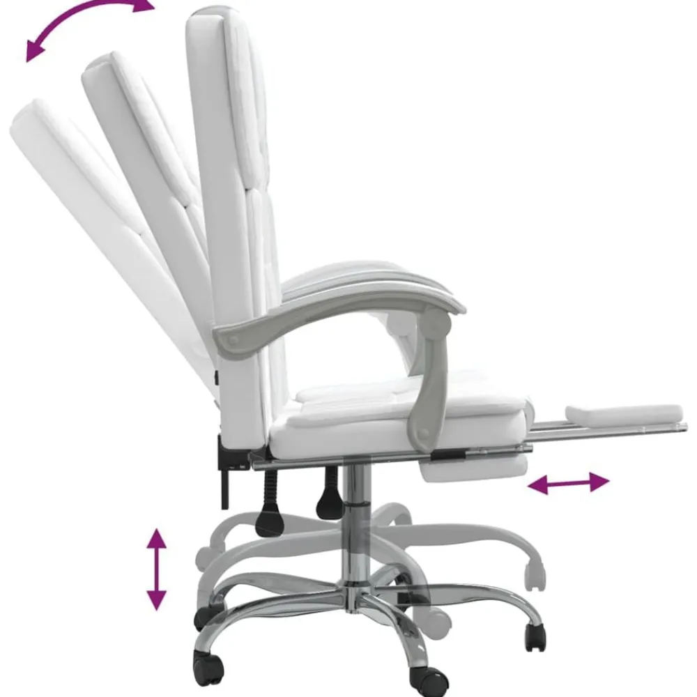 vidaXL Silla de oficina reclinable cuero sintético Blanco Sale