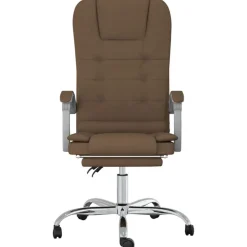 vidaXL Silla de oficina reclinable con masaje de tela marrón Marrón Discount