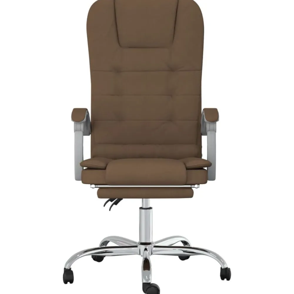 vidaXL Silla de oficina reclinable con masaje de tela marrón Marrón Discount