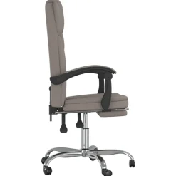 vidaXL Silla de oficina reclinable de tela gris Taupé Outlet