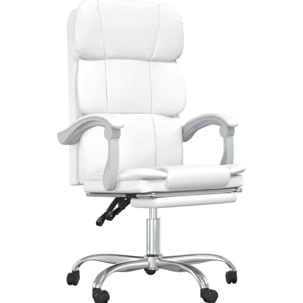 vidaXL Silla de oficina reclinable cuero sintético Blanco Clearance