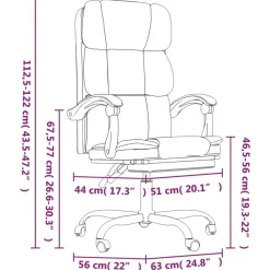vidaXL Silla de oficina reclinable cuero sintético Blanco Clearance