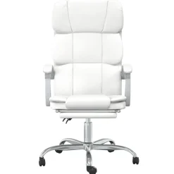 vidaXL Silla de oficina reclinable cuero sintético Blanco Clearance