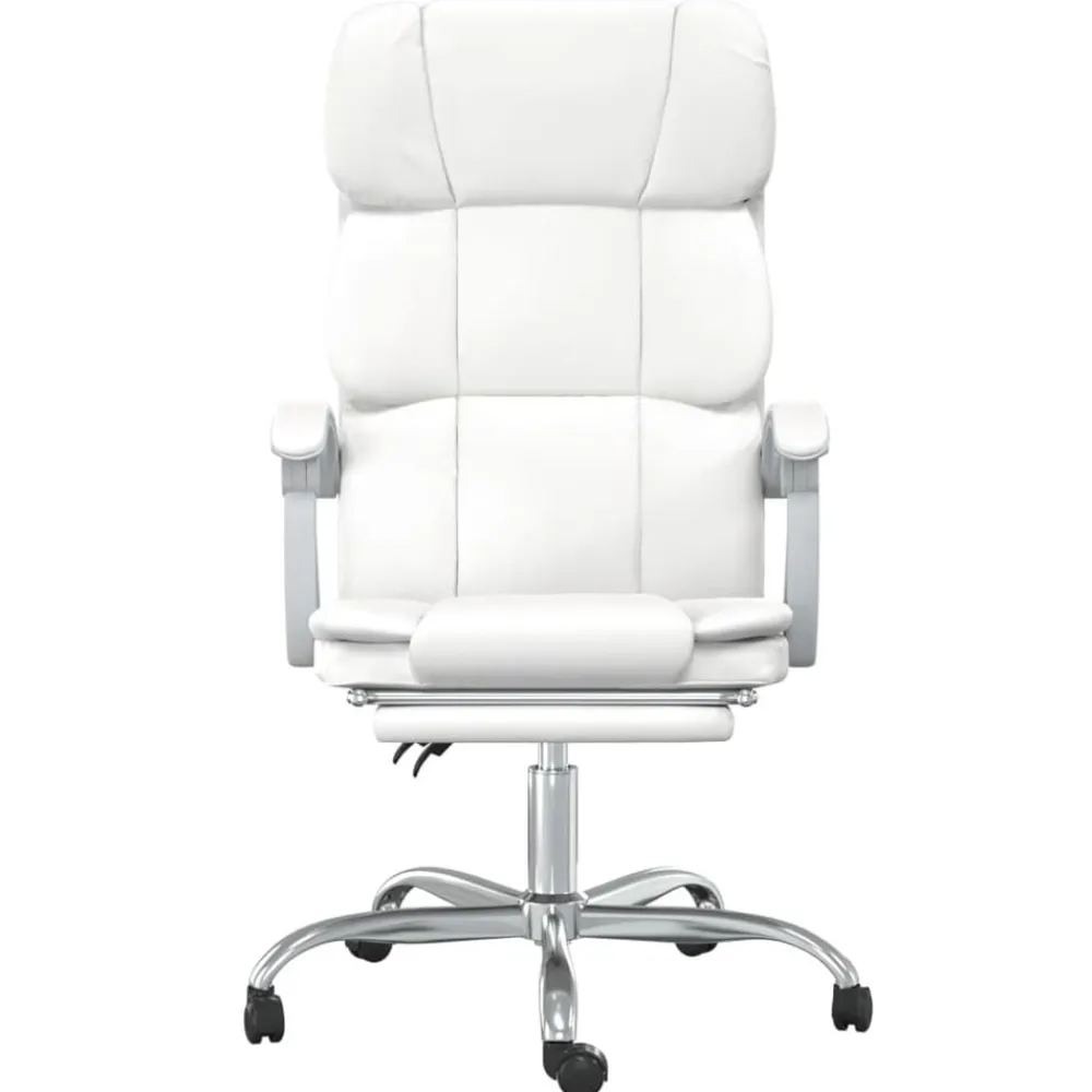 vidaXL Silla de oficina reclinable cuero sintético Blanco Clearance