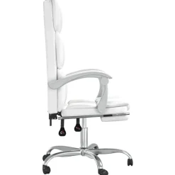 vidaXL Silla de oficina reclinable cuero sintético Blanco Clearance