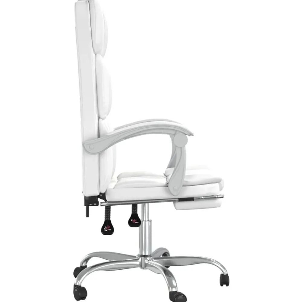 vidaXL Silla de oficina reclinable cuero sintético Blanco Clearance