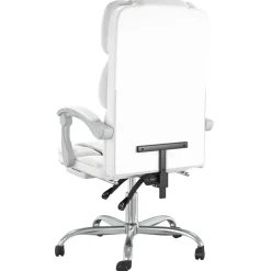 vidaXL Silla de oficina reclinable cuero sintético Blanco Clearance