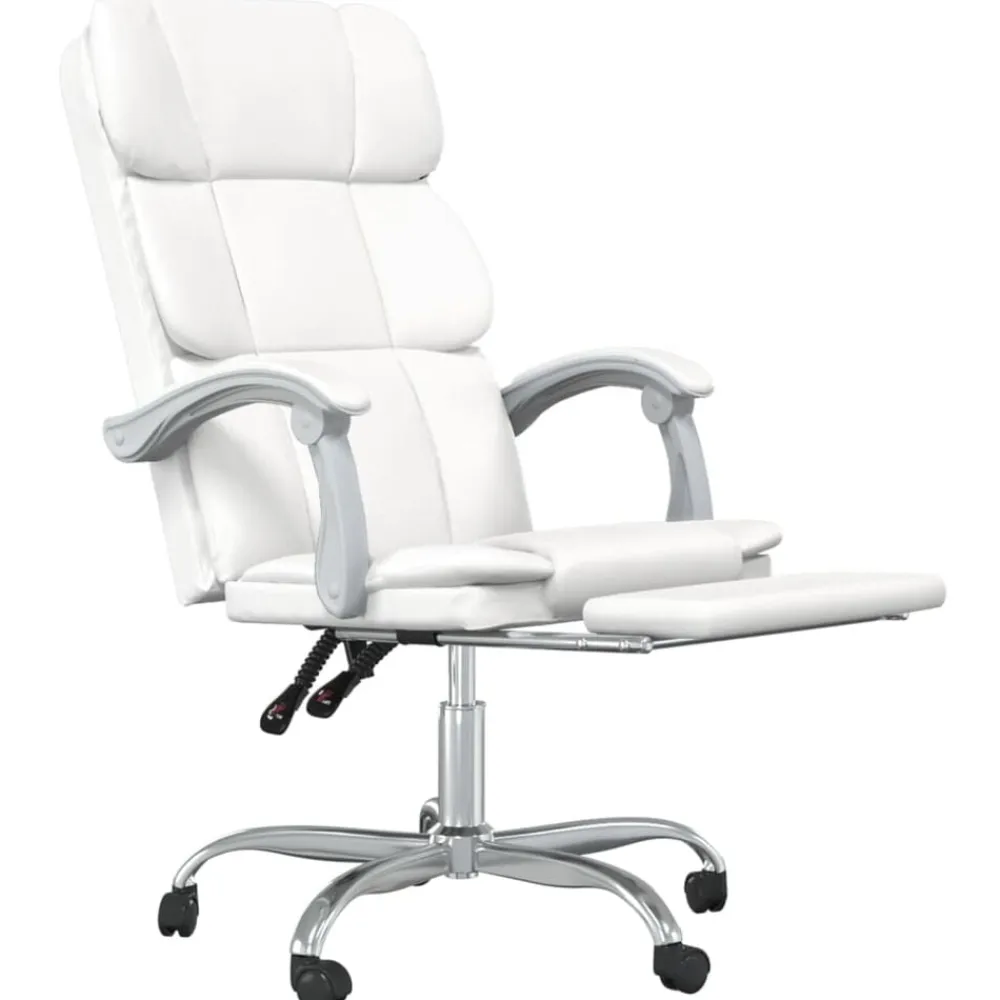 vidaXL Silla de oficina reclinable cuero sintético Blanco Clearance