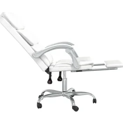 vidaXL Silla de oficina reclinable cuero sintético Blanco Clearance