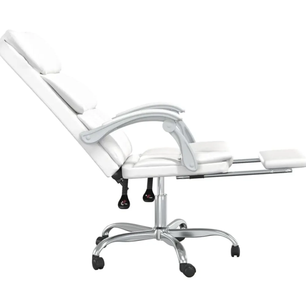 vidaXL Silla de oficina reclinable cuero sintético Blanco Clearance