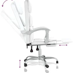 vidaXL Silla de oficina reclinable cuero sintético Blanco Clearance