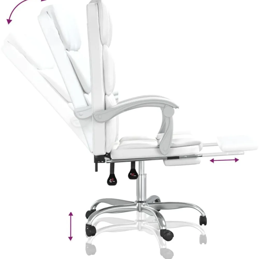 vidaXL Silla de oficina reclinable cuero sintético Blanco Clearance