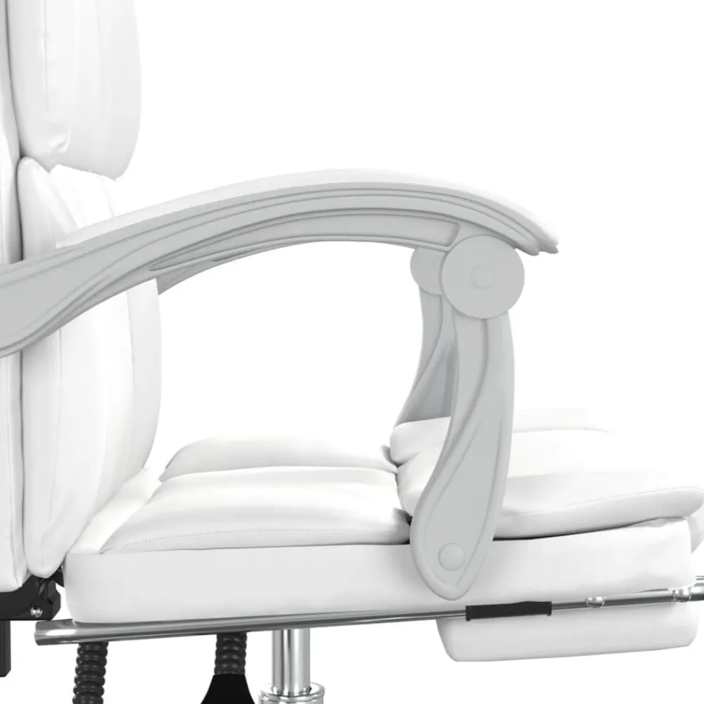 vidaXL Silla de oficina reclinable cuero sintético Blanco Clearance
