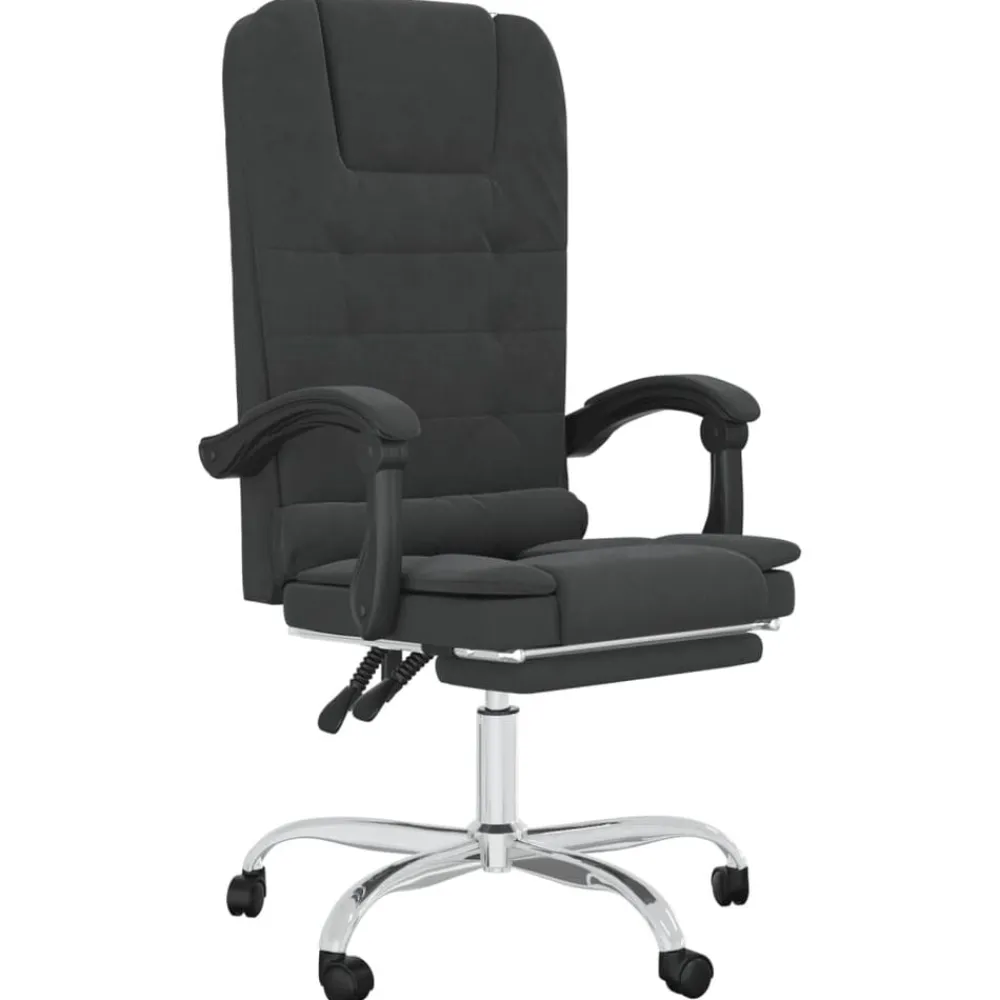 vidaXL Silla de oficina reclinable masaje cuero sintético Negro Outlet