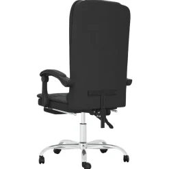 vidaXL Silla de oficina reclinable masaje cuero sintético Negro Outlet