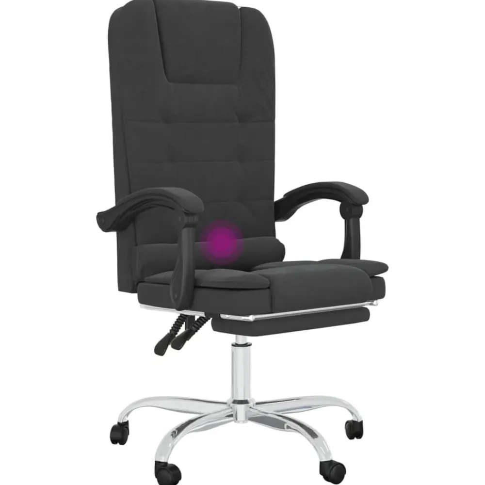 vidaXL Silla de oficina reclinable masaje cuero sintético Negro Outlet