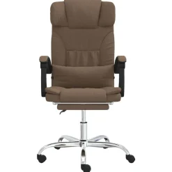 vidaXL Mobiliario De Oficina-Silla de oficina reclinable con masaje de tela marrón