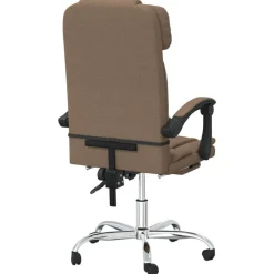 vidaXL Mobiliario De Oficina-Silla de oficina reclinable con masaje de tela marrón