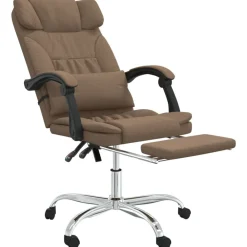 vidaXL Mobiliario De Oficina-Silla de oficina reclinable con masaje de tela marrón
