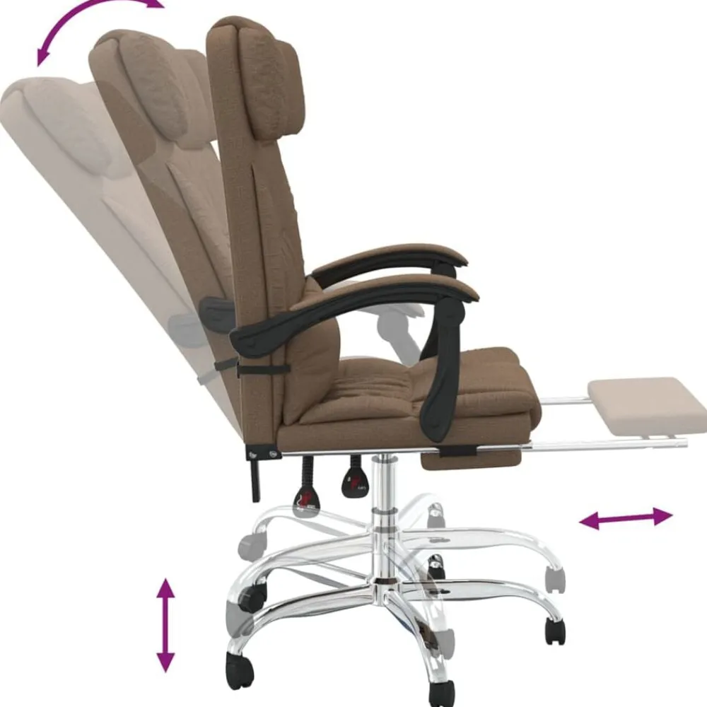 vidaXL Mobiliario De Oficina-Silla de oficina reclinable con masaje de tela marrón