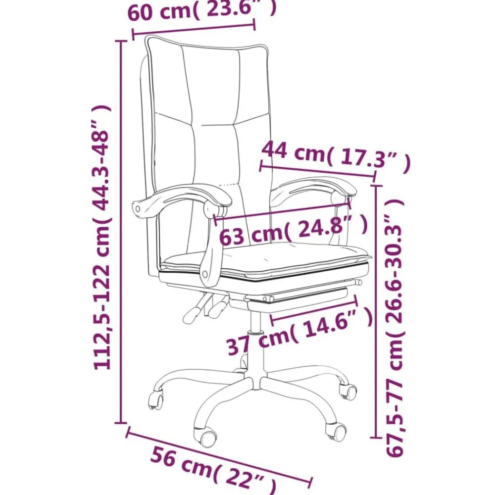 vidaXL Mobiliario De Oficina-Silla de oficina reclinable cuero sintético